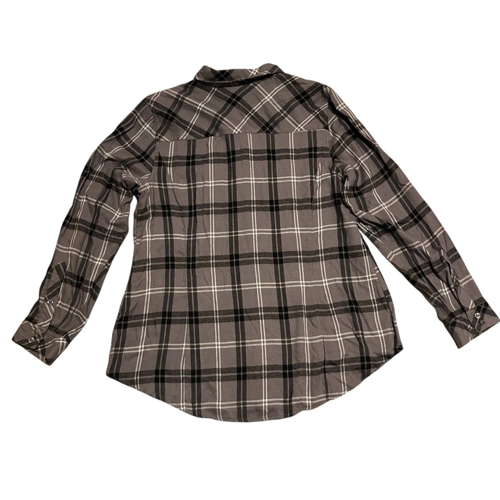 Torrid Plaid Button-Up Shirt Gray and Black Size 1 - Picture 2 of 7